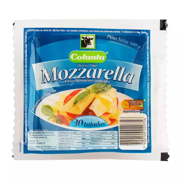 Queso Mozarella Colanta Tajado