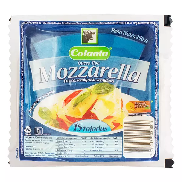 Queso Mozarella Colanta Tajado