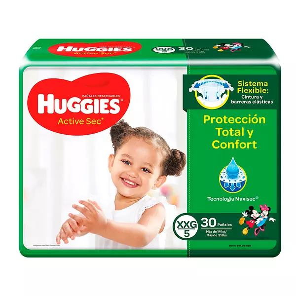 Pañales Huggies Active Sec Talla Xxg