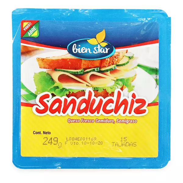 Queso Sanduchiz Binestar 15 Tajadas